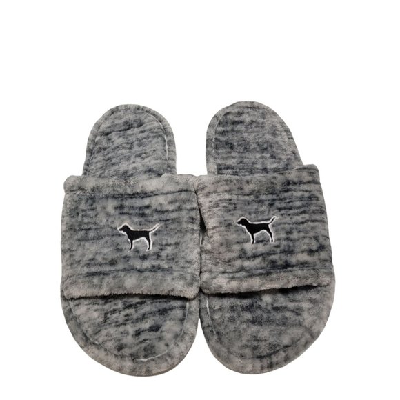 PINK Victoria's Secret Shoes - Pink Victoria Secret Slippers Size 7/8 Medium Grey Dog Logo SHOES
